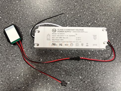 Driver LED Q24U 24V 96W con dimmer touch – Modello TZ-9624C – Per illuminazione LED dello specchio