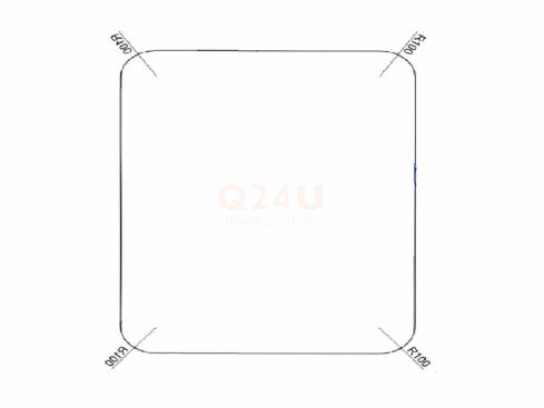 Riscaldamento per specchio quadrato 940 x 940 mm - 230 Volt - angolo arrotondato 100mm - 230 Volt